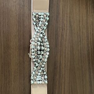 BCBGMaxAzria Tan and Silver Embellished Belt